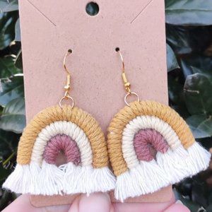 BOHO Macrame Rainbow Tassel Earrings